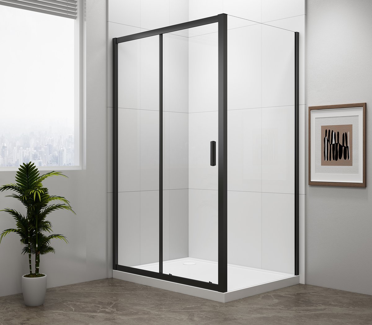 EASY BLACK zuhanyajtó oldalfallal, 1300x700mm, jobbos/balos
