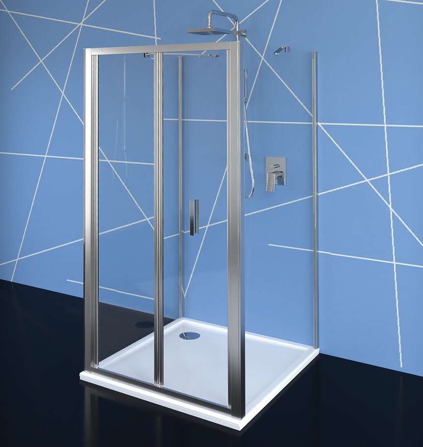 EASY LINE harmónikaajtó 2 oldalfallal, 2 merevítővel, jobbos/balos, 700x700mm, transzparent üveg