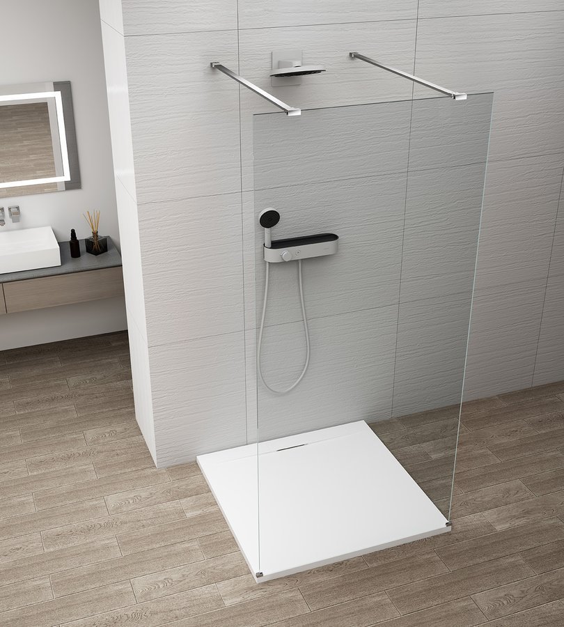 ESCA CHROME Walk-in zuhanyfal, szabadonálló, transzparent üveg, 1400mm