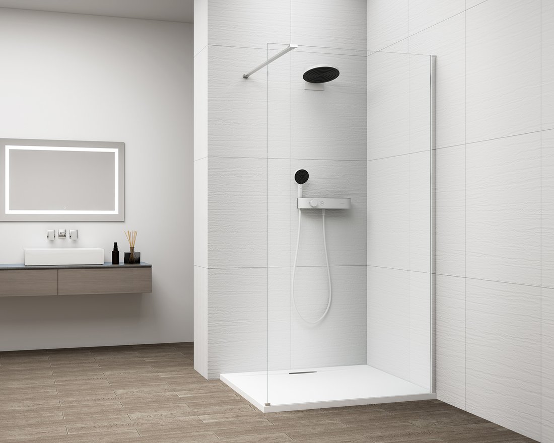 ESCA CHROME Walk-in zuhanyfal, falra szerelhető, transzparent üveg, 800mm