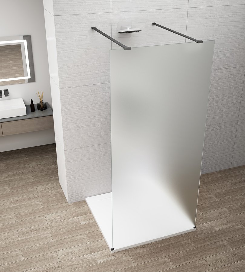 ESCA BLACK MATT Walk-in zuhanyfal, szabadonálló, matt üveg, 1100mm