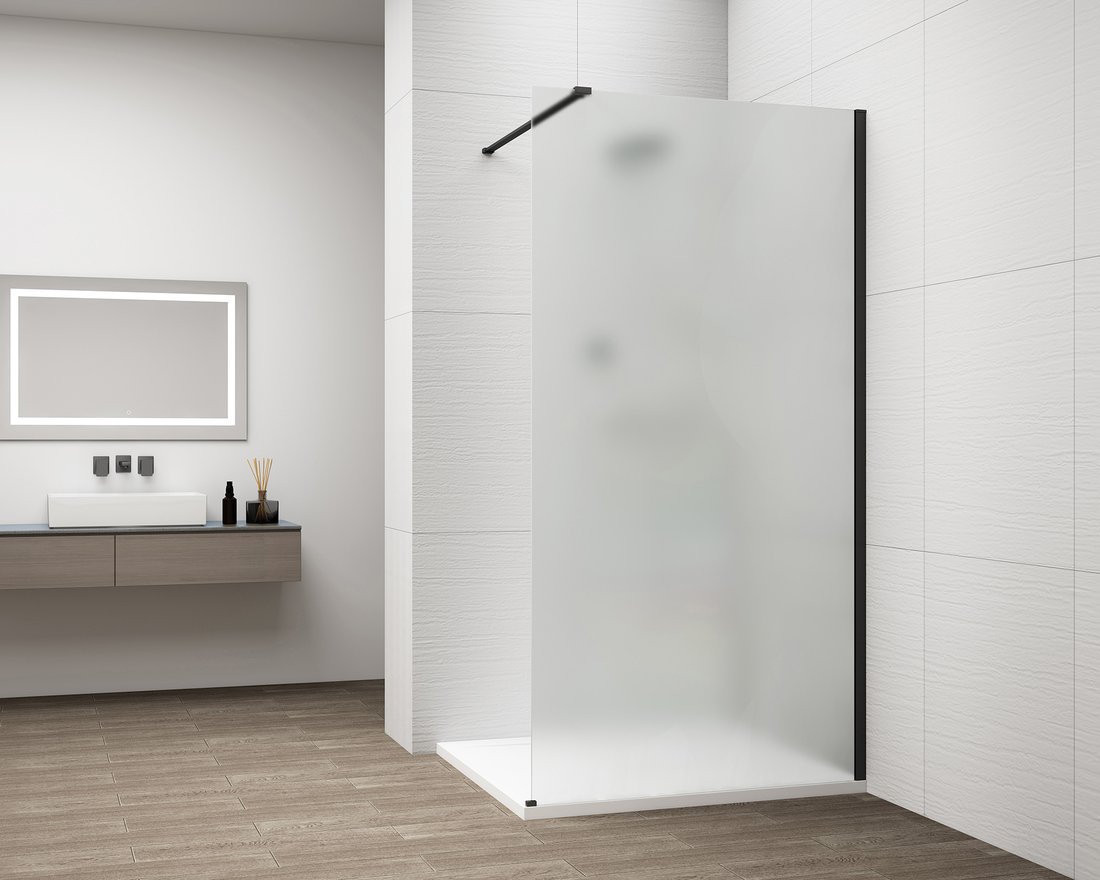 ESCA BLACK MATT Walk-in zuhanyfal, falra szerelhető, matt üveg, 700mm
