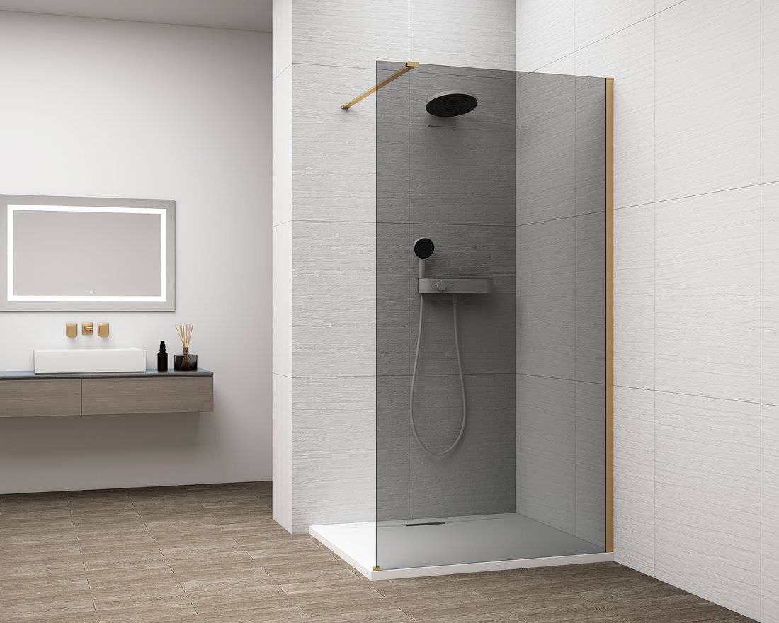 ESCA GOLD MATT Walk-in zuhanyfal, falra szerelhető, füst üveg, 1000mm