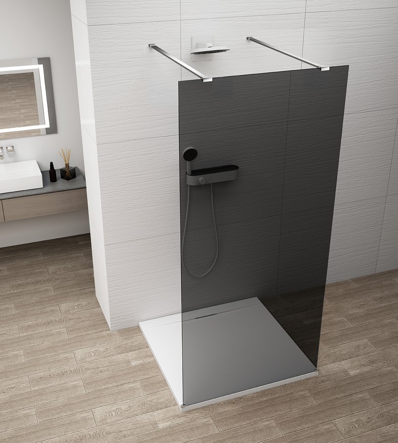 ESCA CHROME Walk-in zuhanyfal, szabadonálló, füst üveg, 1300mm