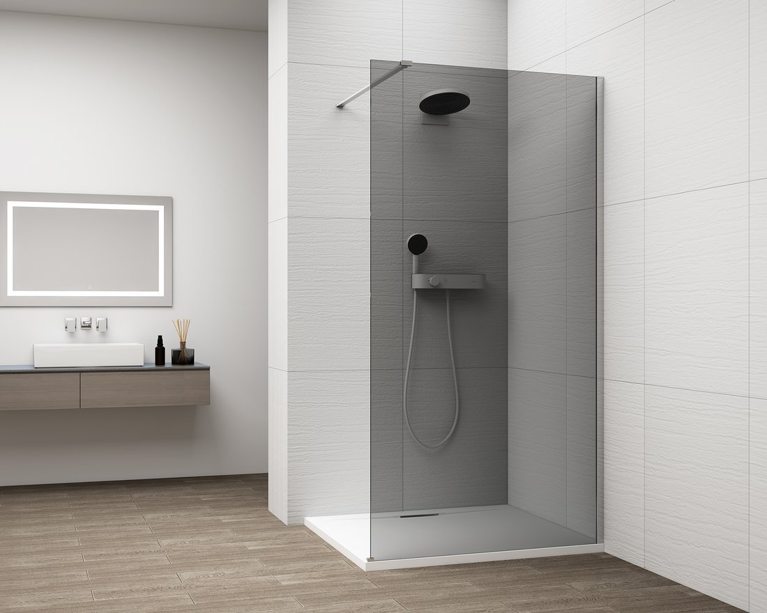 ESCA CHROME Walk-in zuhanyfal, falra szerelhető, füst üveg, 800mm