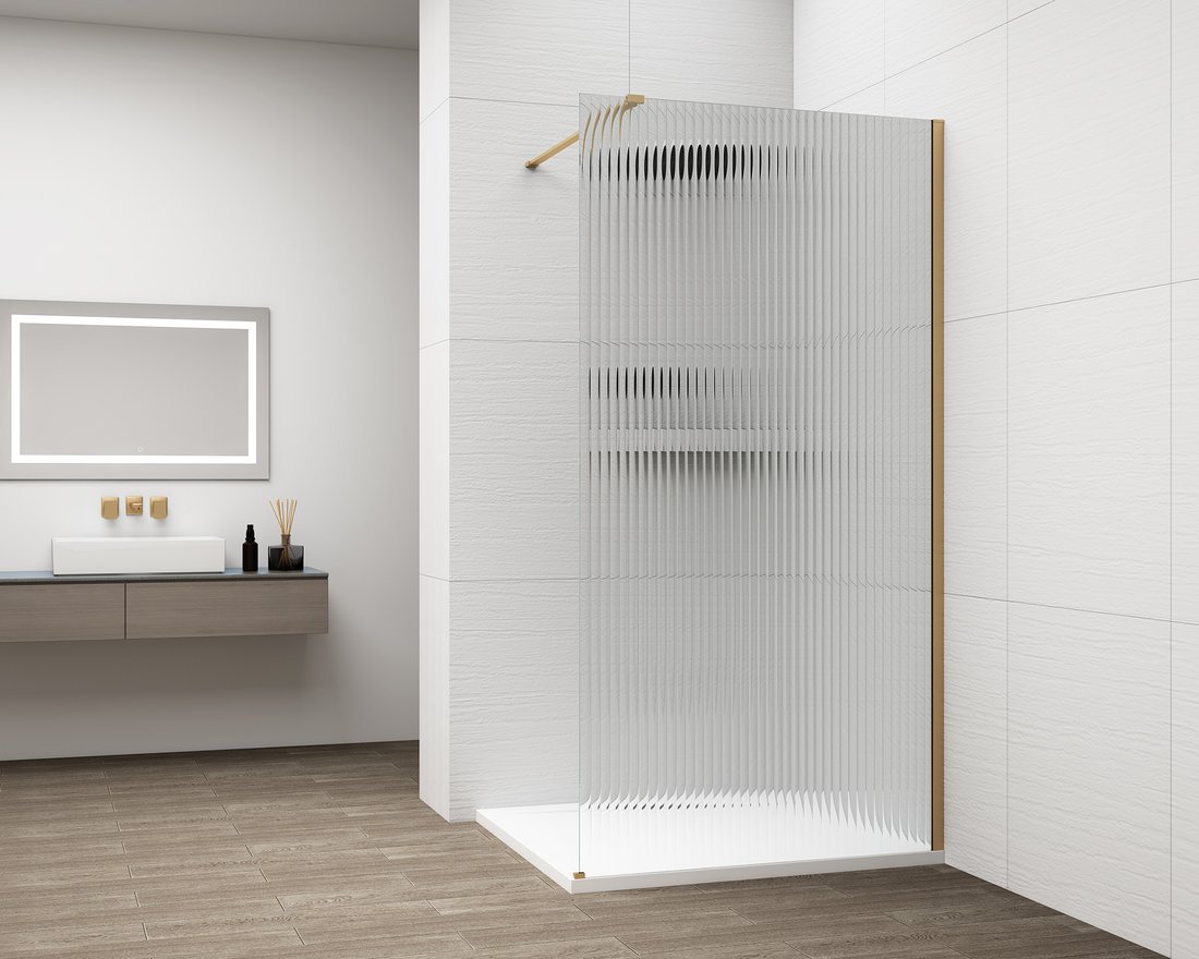 ESCA GOLD MATT Walk-in zuhanyfal, falra szerelhető, flutes üveg, 1000mm