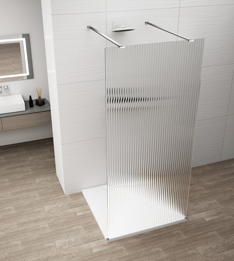 ESCA CHROME Walk-in zuhanyfal, szabadonálló, flutes üveg, 1200mm