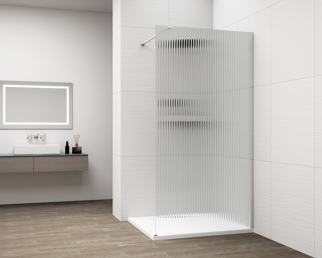 ESCA CHROME Walk-in zuhanyfal, falra szerelhető, flutes üveg, 700mm