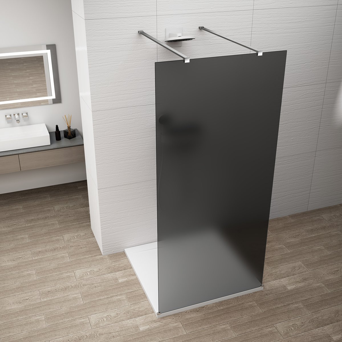 ESCA CHROME Walk-in zuhanyfal, szabadonálló, füst üveg, 1100mm