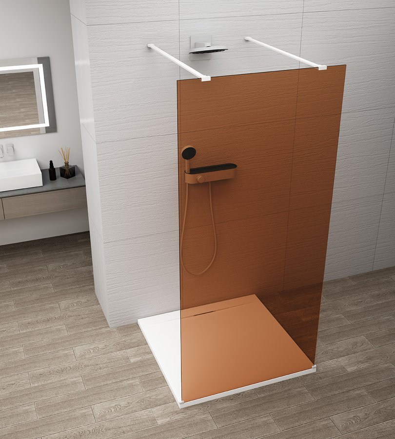 ESCA WHITE MATT Walk-in zuhanyfal, szabadonálló, barna üveg, 1300mm