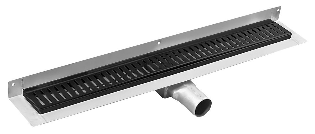 Sapho MANUS INOX padlóösszefolyó ONDA rosttal, fal éléhez,750x112x55mm, fekete