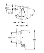GROHE Plus egykaros kádtöltő csaptelep, Chrome
