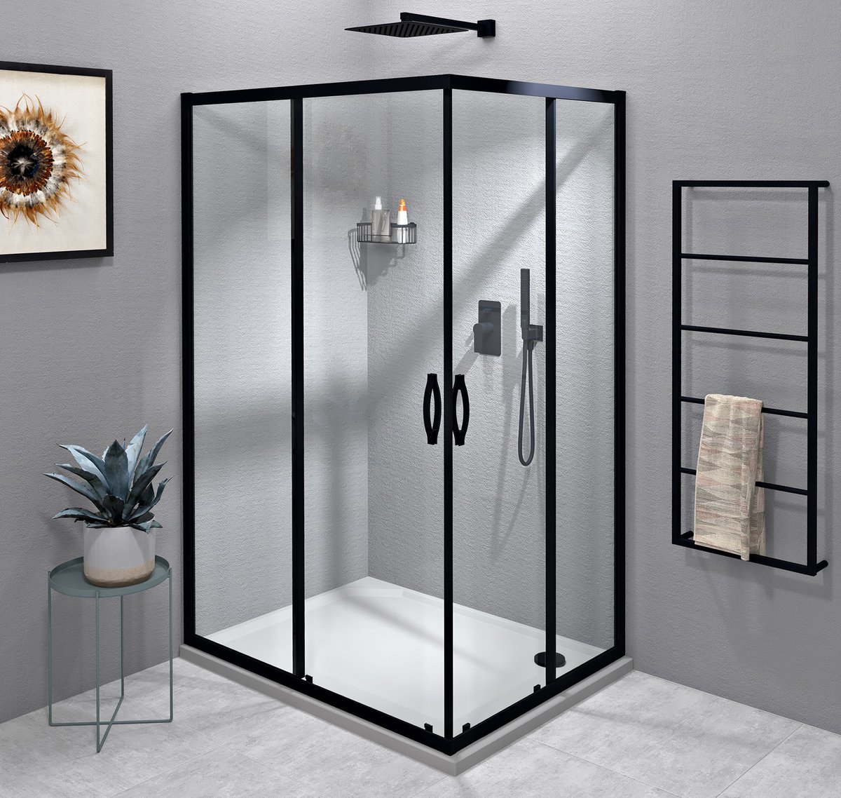 SIGMA SIMPLY BLACK szögletes zuhanykabin 1000x900mm, balos/jobbos, sarokbelépős
