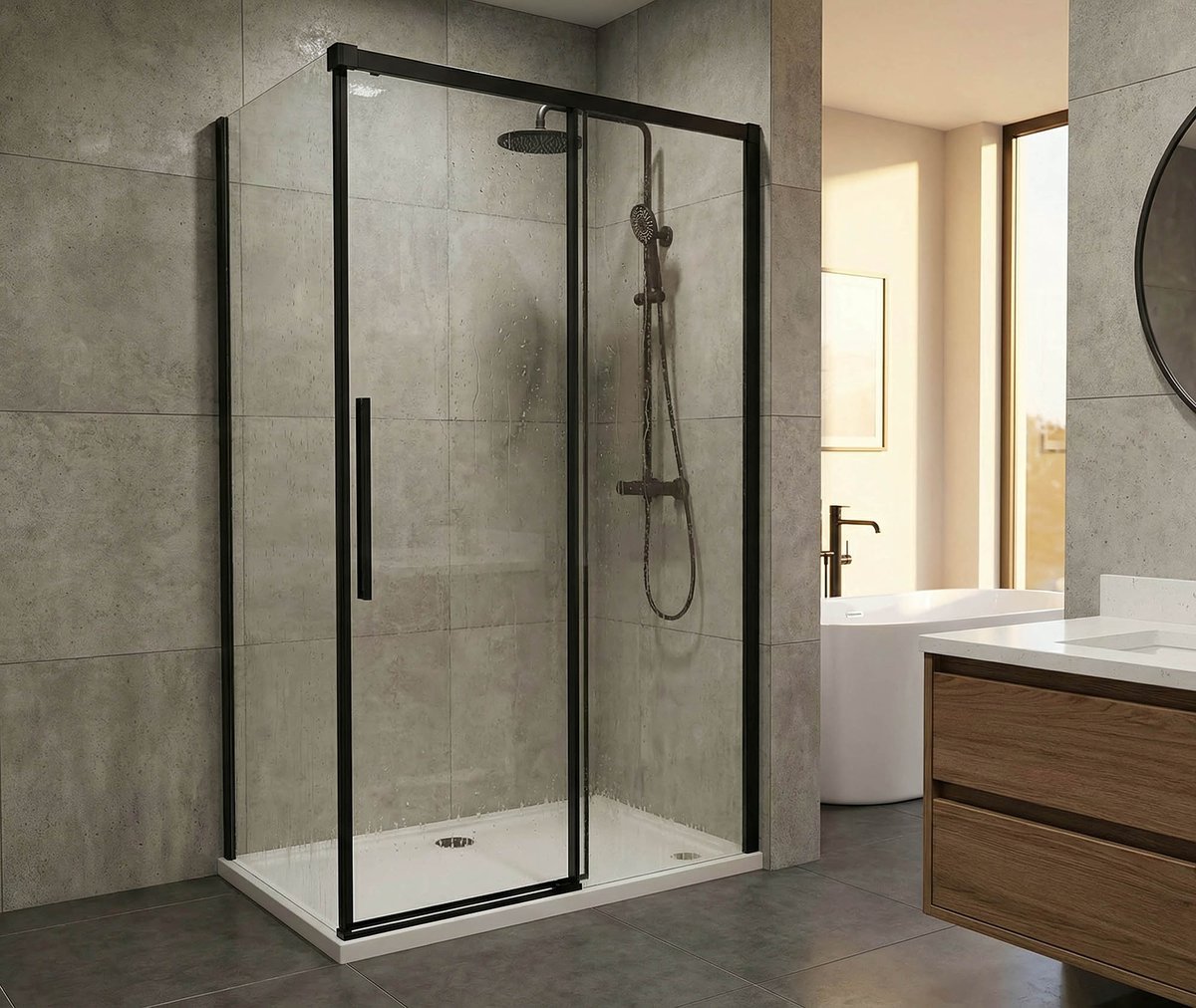 GELCO LUXOR BLACK zuhanykabin tolóajtóval, 1000x900mm, jobbos/balos