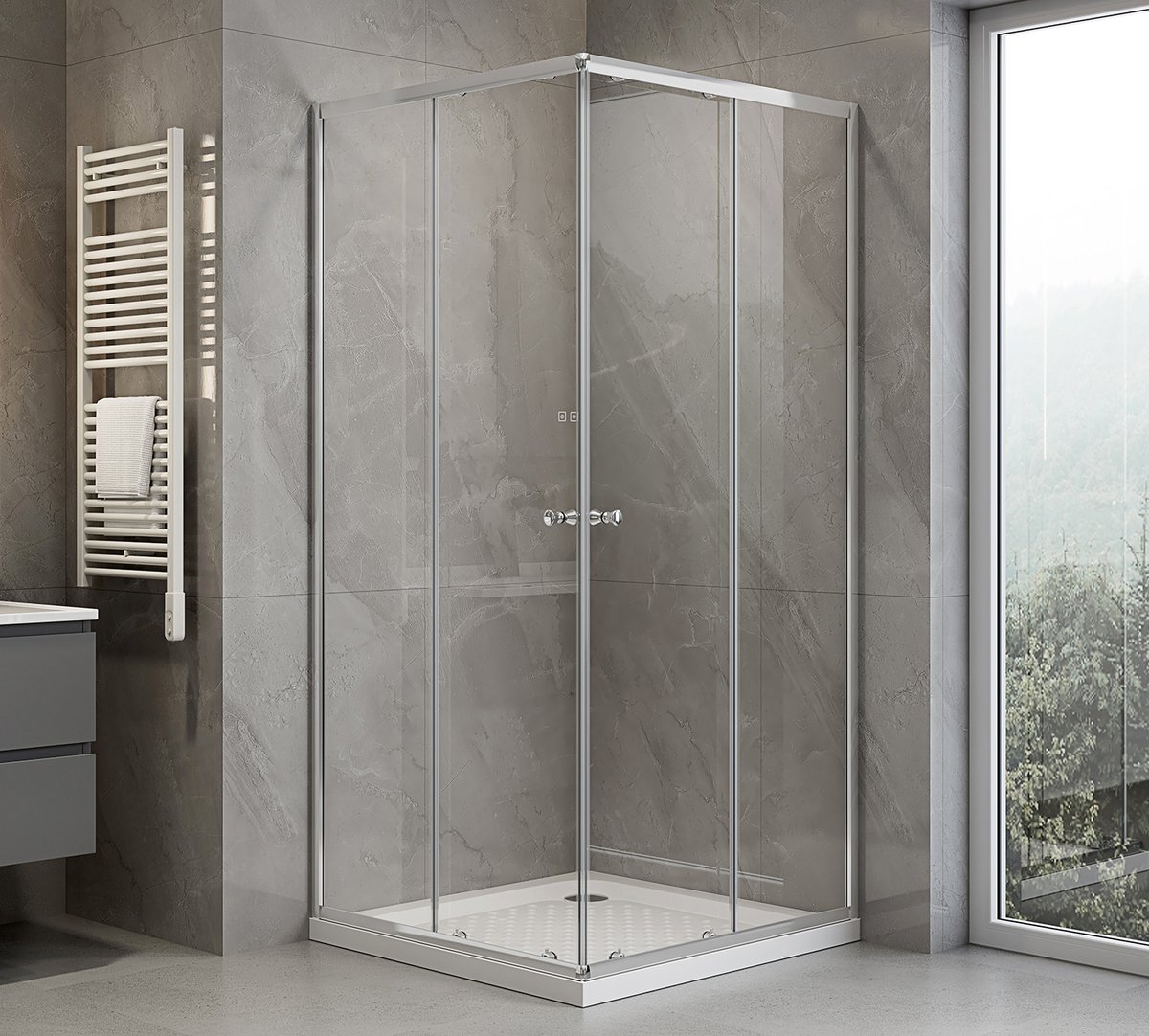 AGGA zuhanykabin, 700x700mm, transzparent üveg