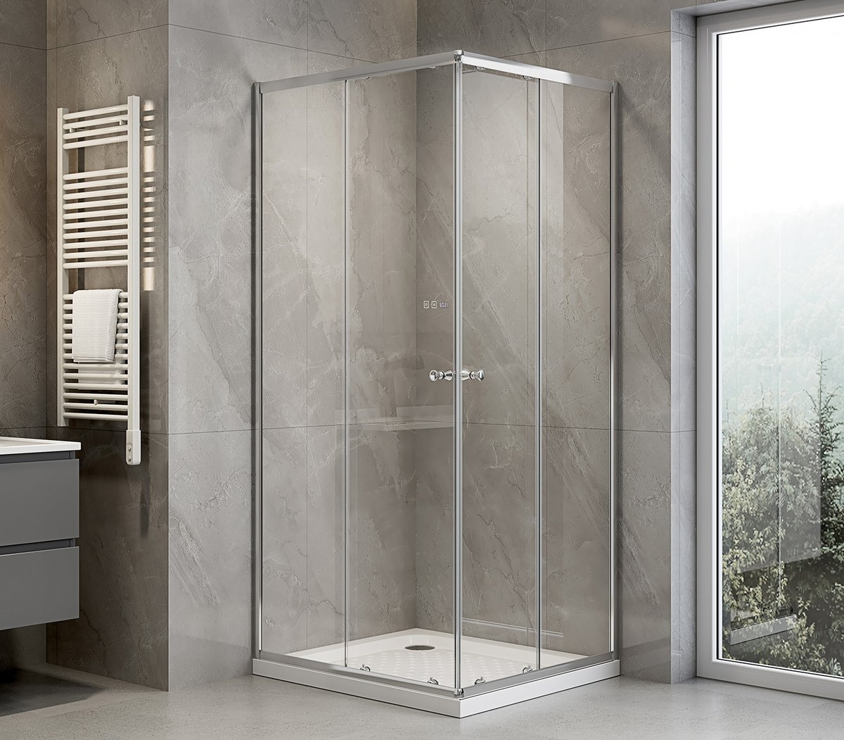 AGGA zuhanykabin, 900x800mm, transzparent üveg