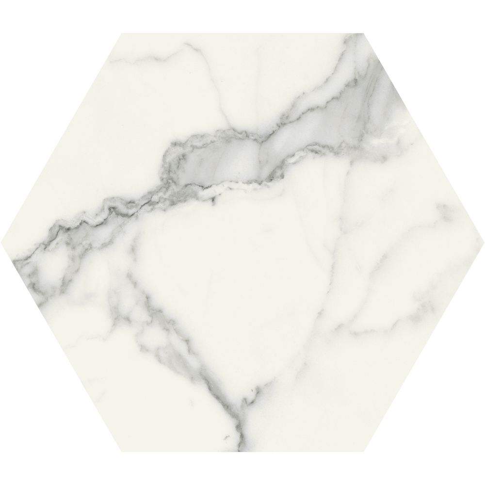 Marca Corona Scultorea Statuario Vena Argento Esagona 25X21,6 (J469)