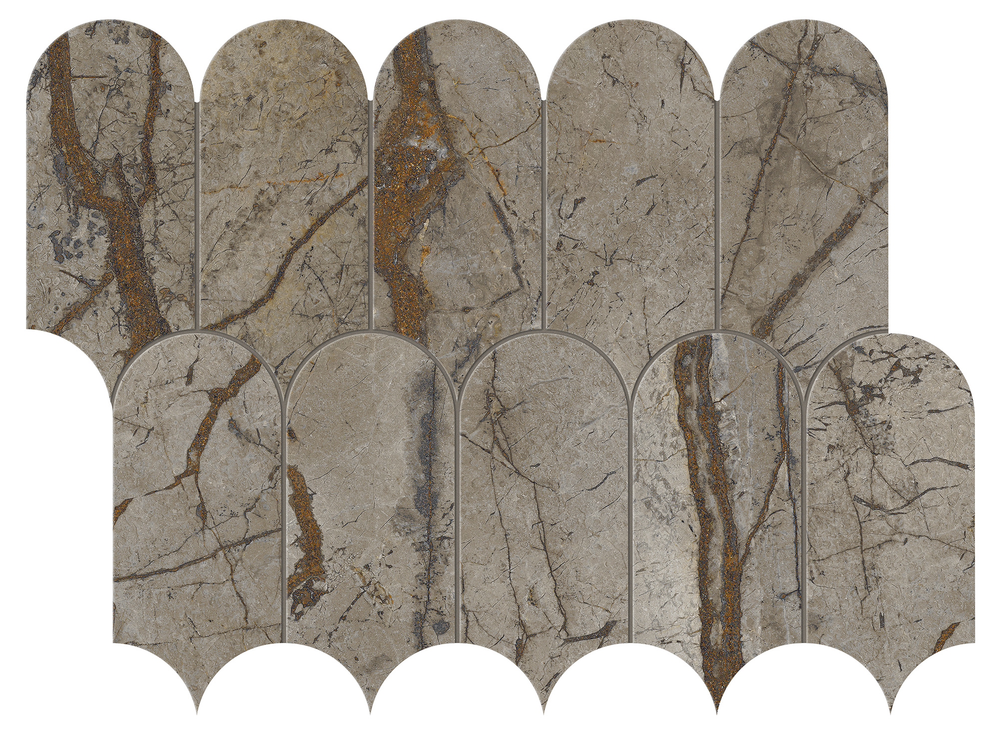 Marca Corona Scultorea River Grey Tessere Arco Reflex 41,2X30,3 (J588)