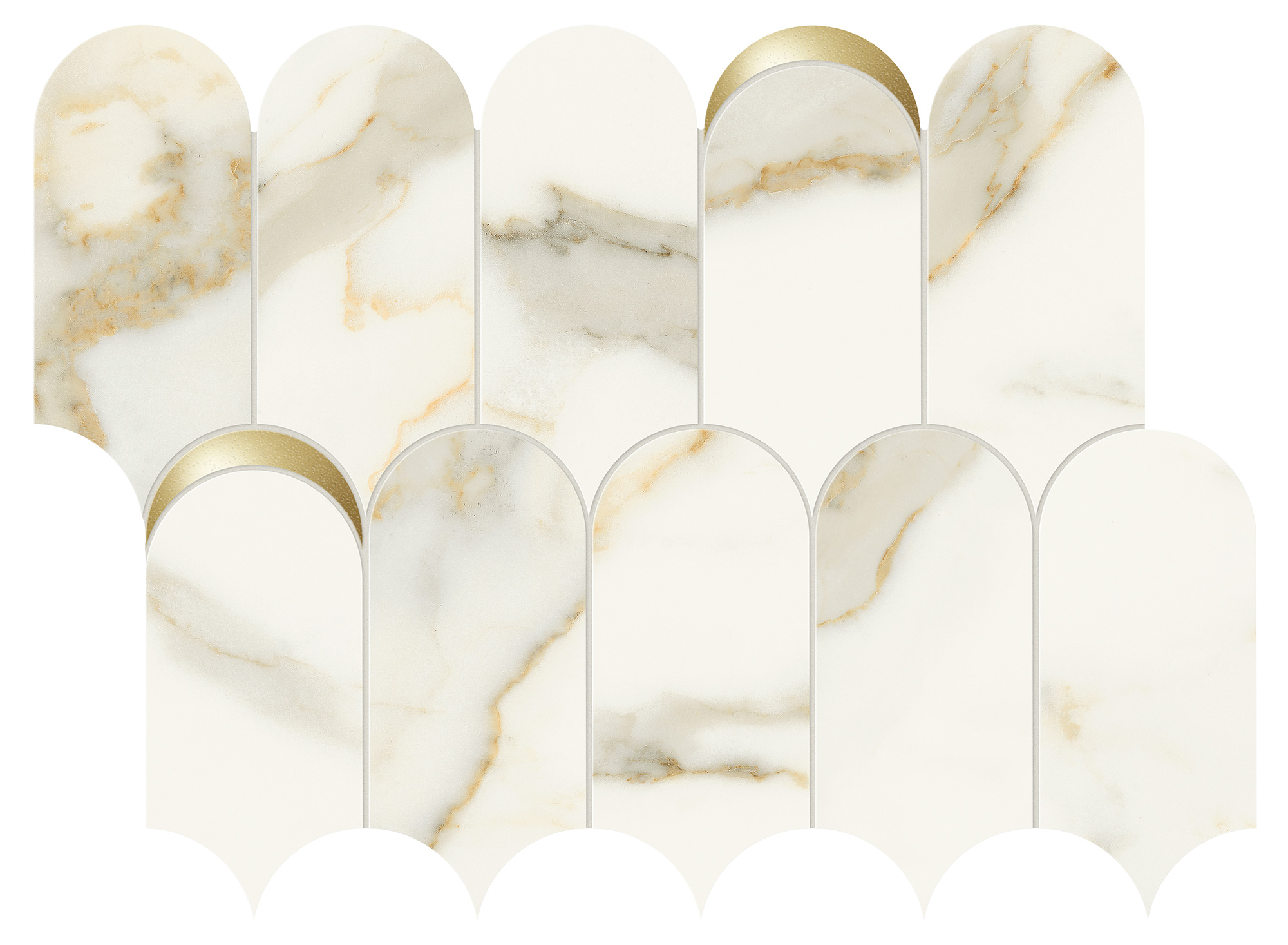Marca Corona Scult. Calacatta Oro Fino Tess. Arco Oro Ref. 41,2X30,3 (J590)