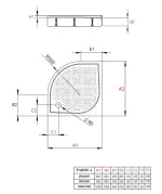 RADAWAY Paros A íves műmárvány zuhanytálca szifonnal, állítható lábakkal 80x80, fehér