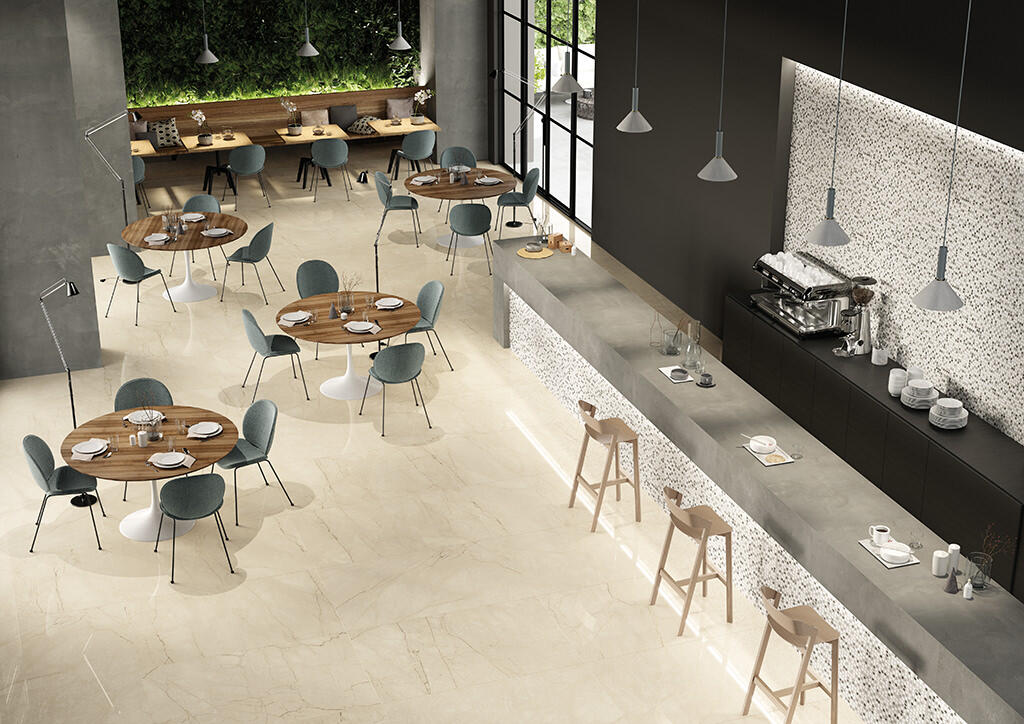 Fioranese Marmorea 2 Crema Avorio burkolólap 30x60, polírozott, rektifikált
