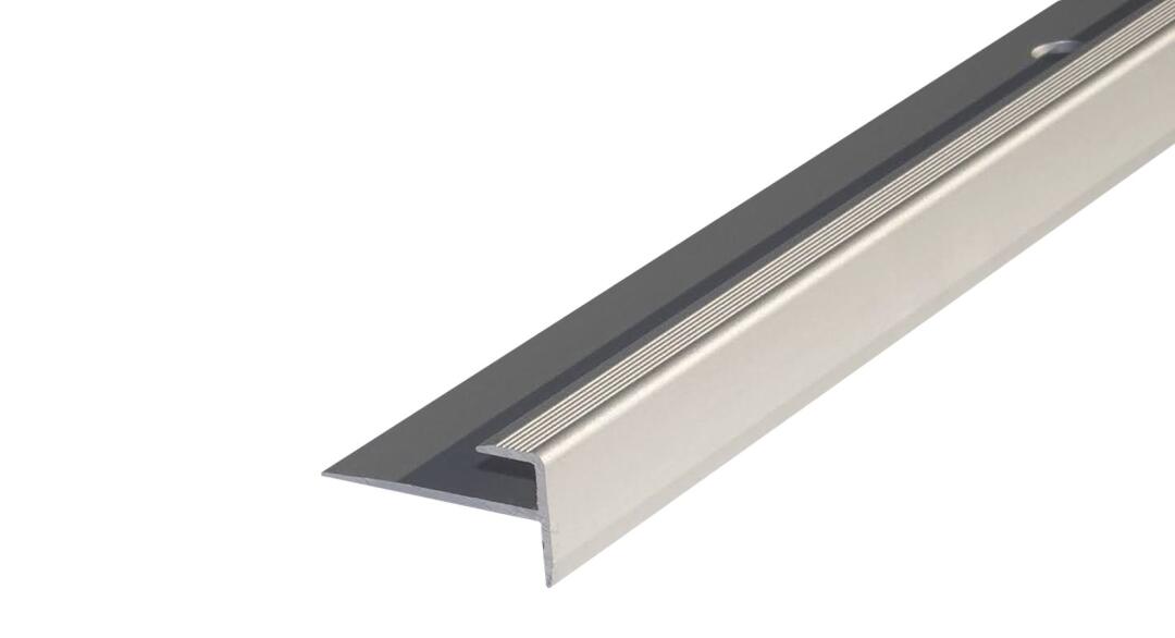 Alumínium F lépcsőprofil Vinyl, SPC 5 mm, 2,70 m/szál, dűbeles eloxált ezüst