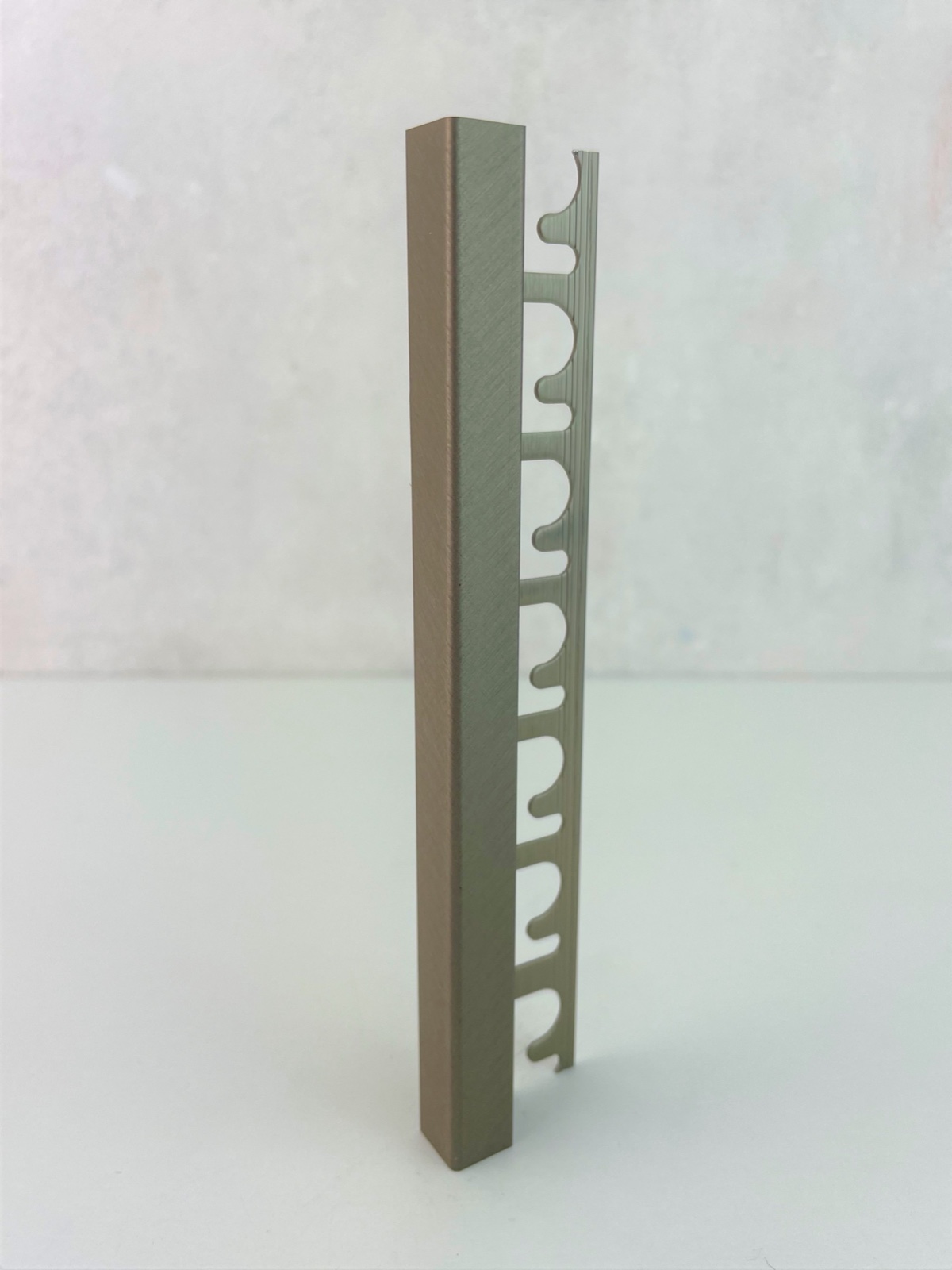 Progress Projolly Square Tiltex Szögletes Polírozott Szálcsiszolt Titán Alumínium Élprofil 12,5 mm (2,7 m/szál)