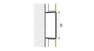 Listello/bordűr profil 20x8 mm, magasfényű arany rozsdamentes V2A 2,50 m/szál