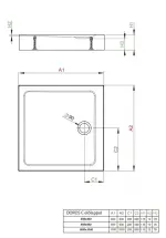 RADAWAY Doros Stone C szögletes akril zuhanytálca előlappal és szifonnal 90x90, fekete