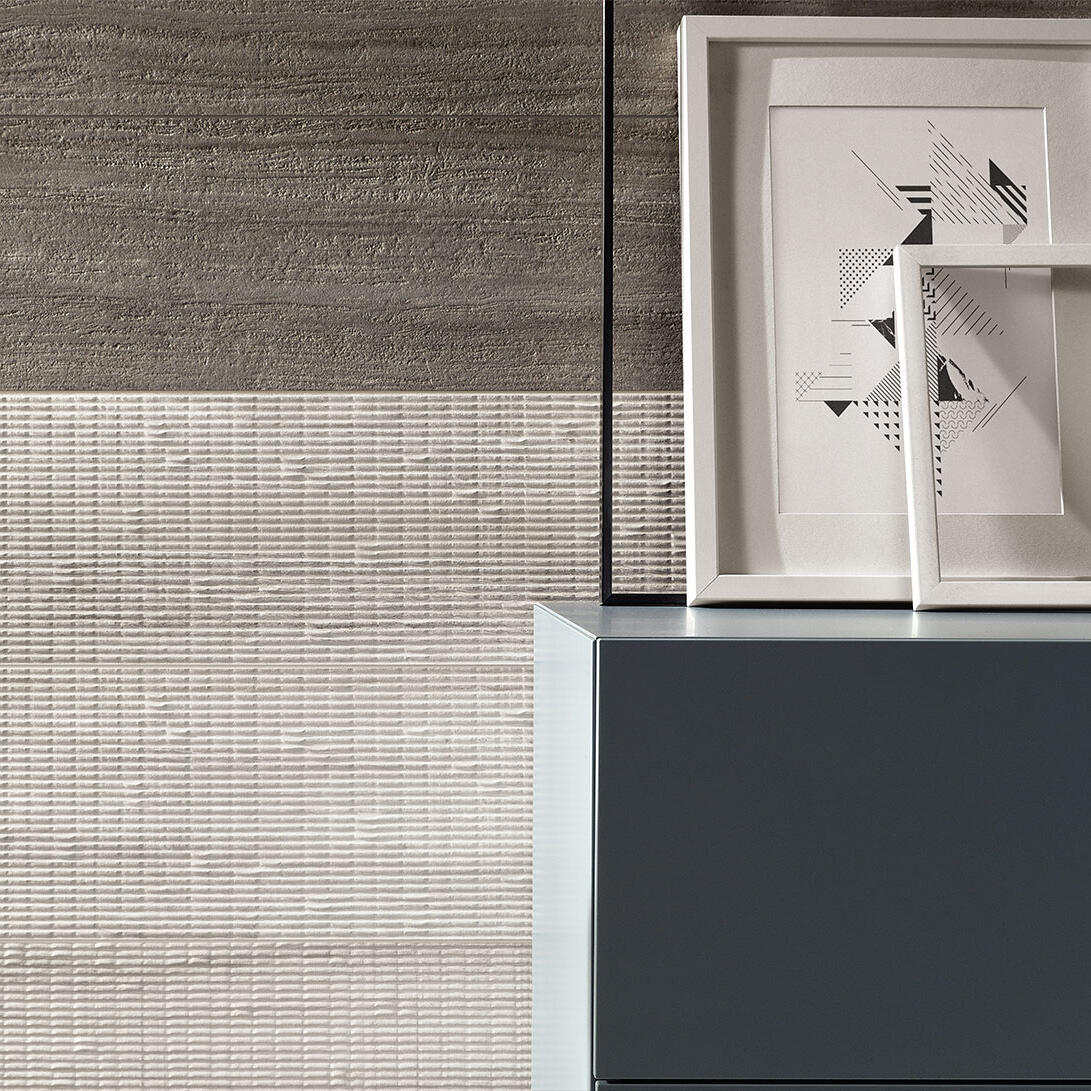 Coem Flow Pleated Light Grey burkolólap 20x120, natúr, rektifikált