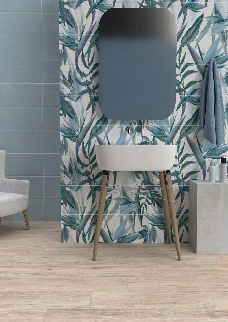SAVOIA Nuance Dekor Floral Acqua A+B+C csempe 25x75cm 1,12 m2/doboz