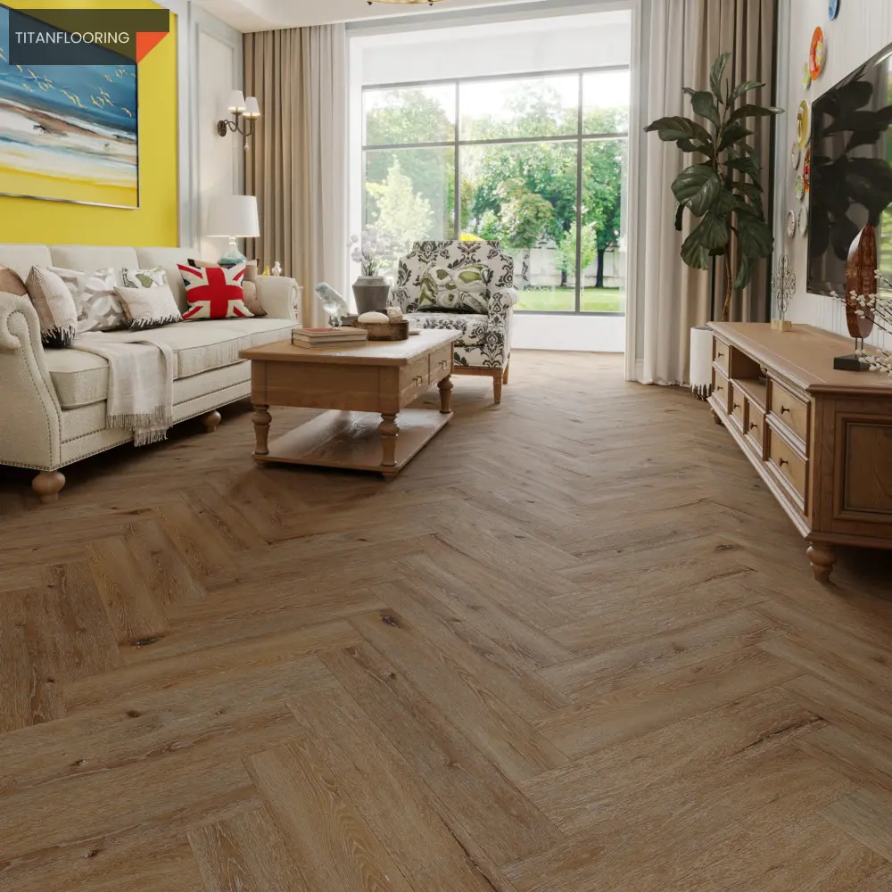 TitanFlooring Brownsdale Uniclic halszálka SPC padló, 615 x 127 x 5,2 mm
