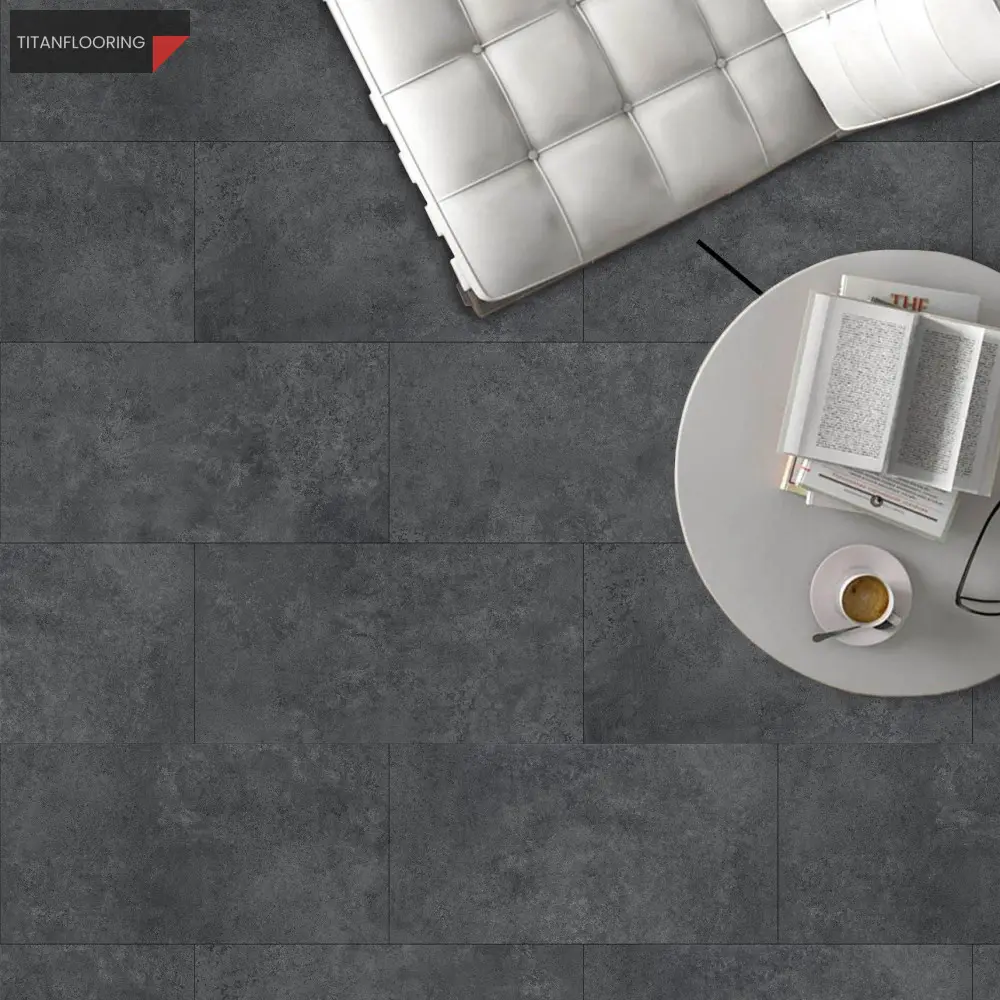 TitanFlooring Dark Grey Uniclic kőhatású SPC padló, 914 x 457 x 5,2 mm