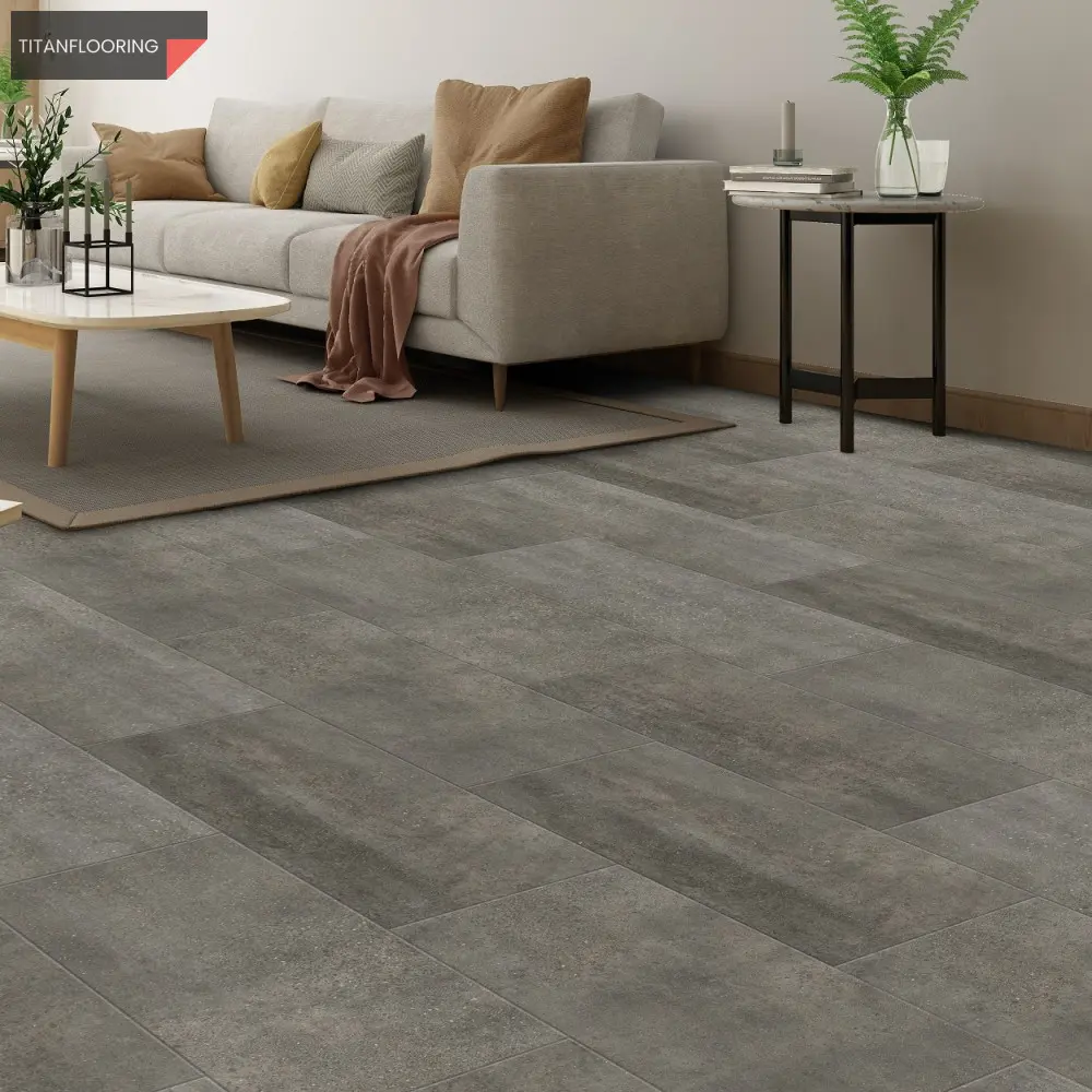 TitanFlooring Medium Grey Uniclic kőhatású SPC padló, 914 x 457 x 5,2 mm